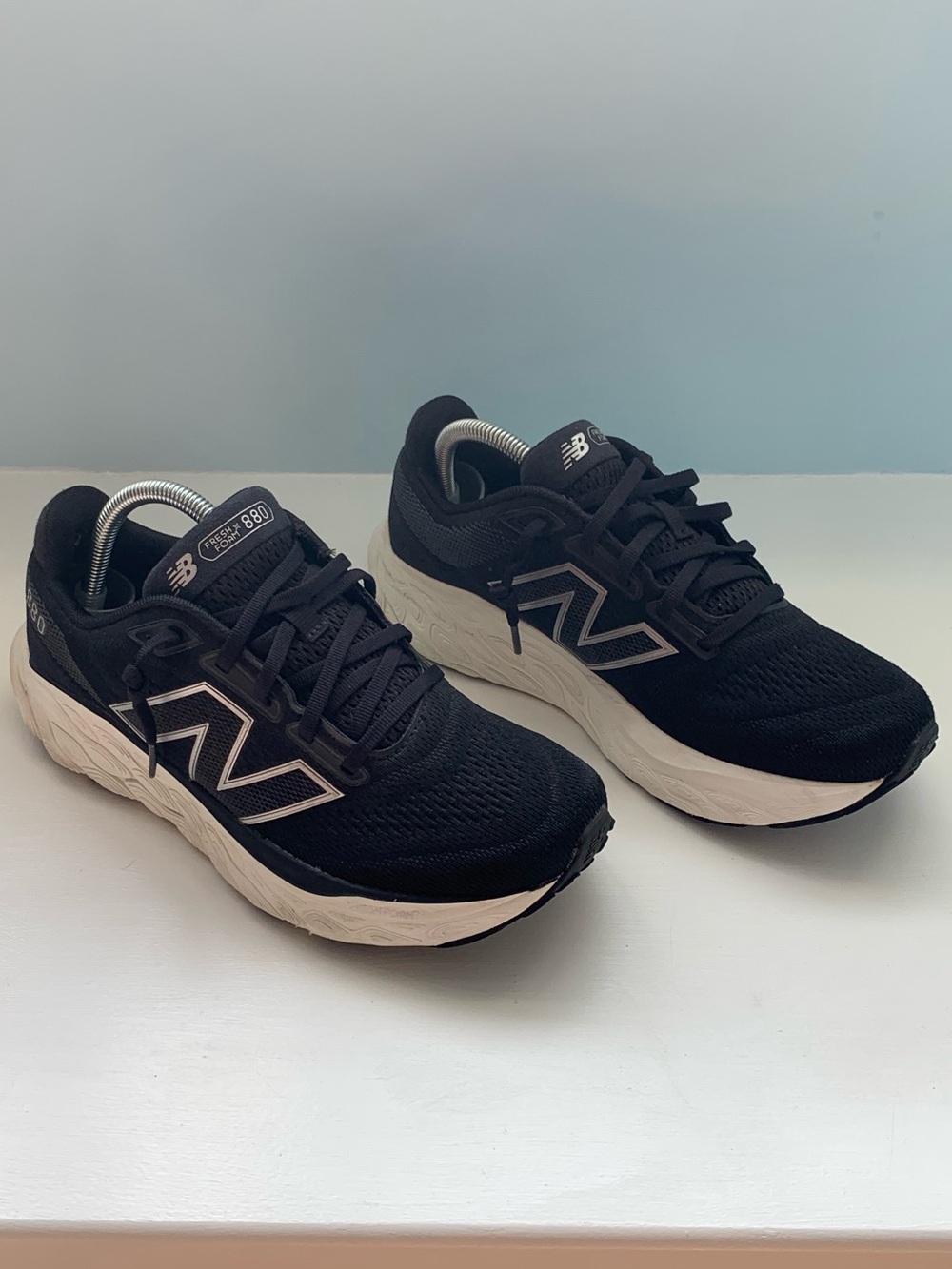 New Balance Black and Cream Running Sneakers